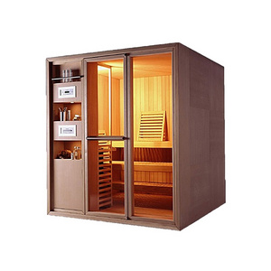 High Fashion 2 Persons Finnish Sauna Cabinet Traditional Outdoor Infrared Sauna And Steam Combined Room Hidden Cam Massage Room