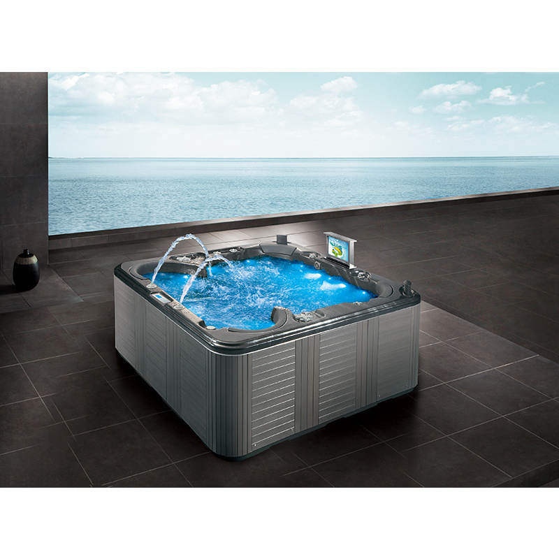 Sunrans Wholesale Price CE Approval Hydro Massage Whirlpool Spa Tub Balboa 6 person Hot Tubs with Pop Up TV and Speaker