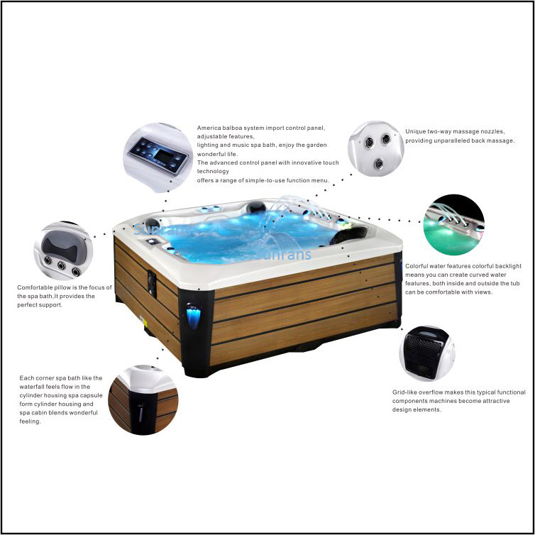 Hot selling outdoor 5 persons hot tub spa with balboa system hydro massage whirlpool bathtub for courtyard