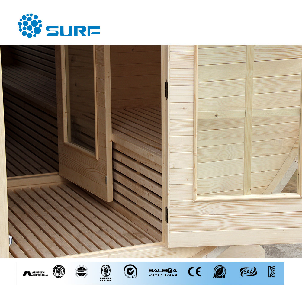 Hot sale new design 6-10 person wooden barrel sauna eu style modern sauna wooden house sauna