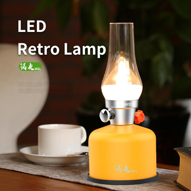 Custom 180 lumen Rechargeable functional Rotary Dimmer lamp Retro LED Camping lantern