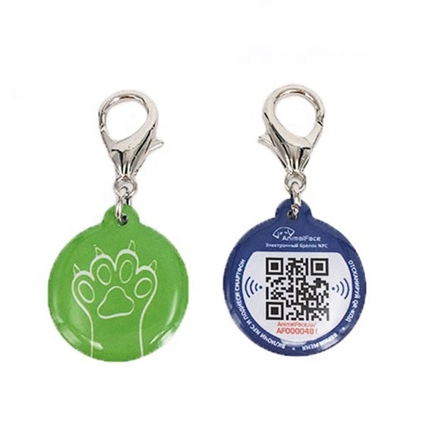 13.56MHz NFC pet id tag qr code rfid pet electronic dog collar tag nfc epoxy keychain