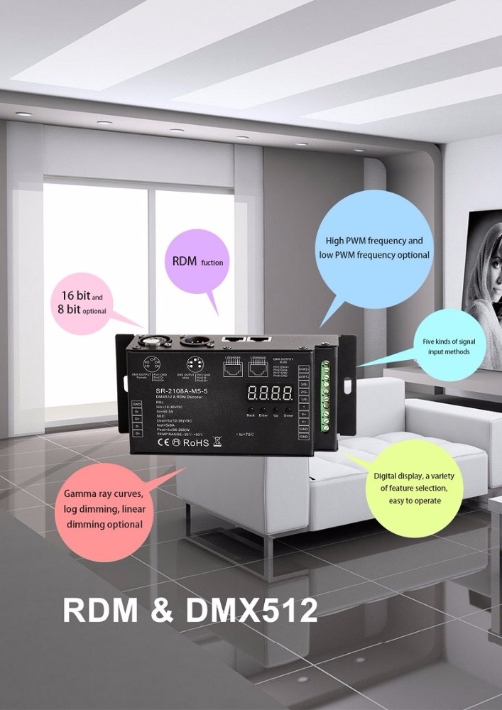 Sunricher U L Approved DMX Master Controller 16 bit 35K high frequency