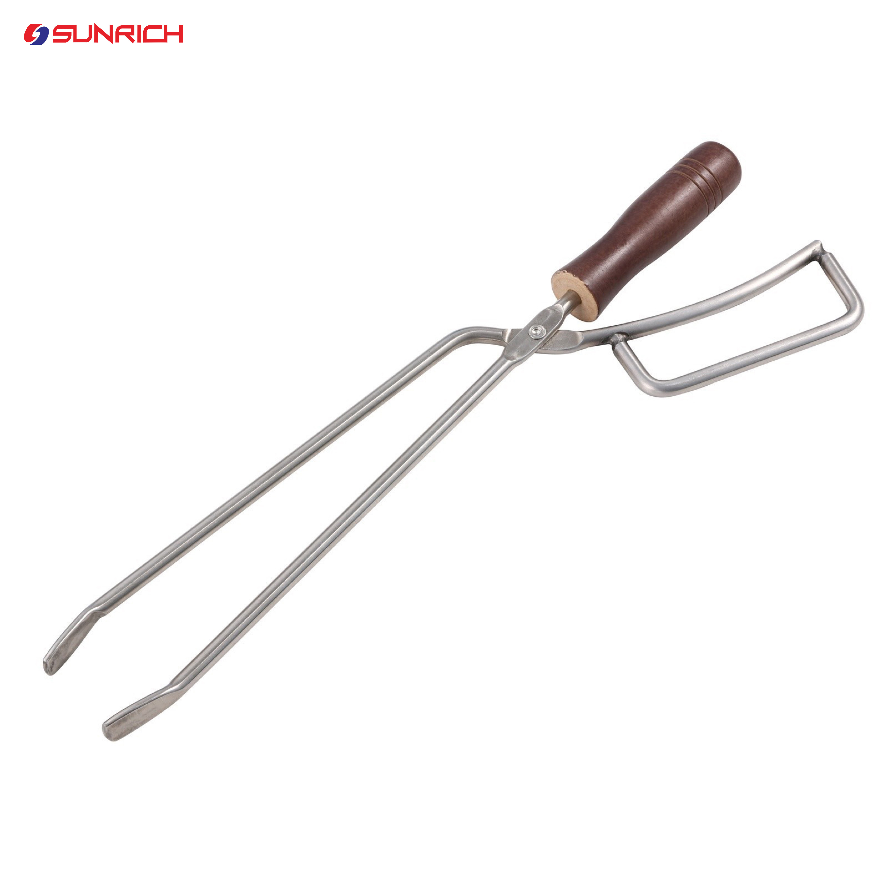 Outdoor Campfire Tongs Fireplace Log Grabber Brown Fire Pit Poker