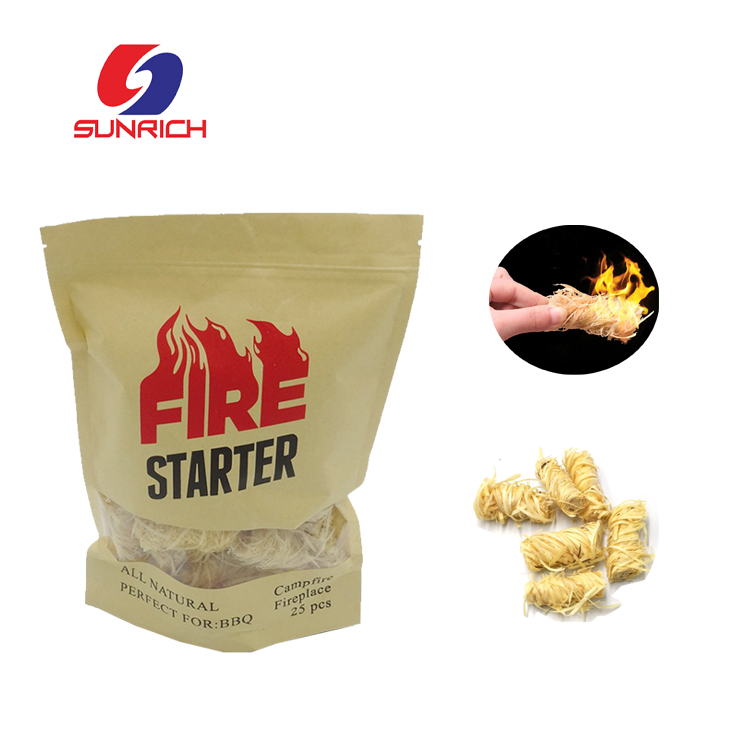 Wood Fire Starters 25 Pack Natural Wood and Wax Quick Start Firelighter Waterproof 10 Minutes Long Burn for BBQ Charcoal