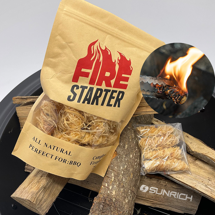 Wood Fire Starters 25 Pack Natural Wood and Wax Quick Start Firelighter Waterproof 10 Minutes Long Burn for BBQ Charcoal