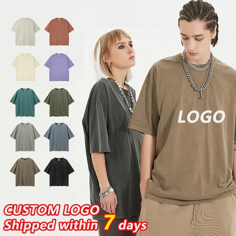 wholesale Luxury Quality Custom Logo 100% Cotton Women's Men's Drop Shoulder T-shirt Blank Oversized T shirt