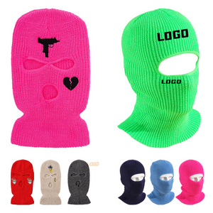 Winter Man Women Knitted Hat 3 Hole 1 Hole Designer Ski-mask beanie High Quality Balaclava Motorcycle Full Face Custom Ski Mask