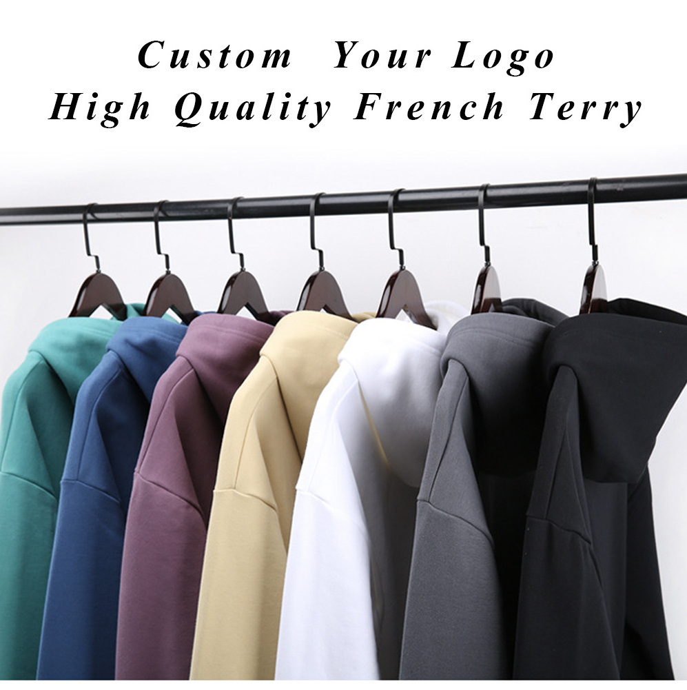 High quality 350gsm 400gsm cotton hoodies custom logo heavyweight french terry hoodie blank oversized hoodie