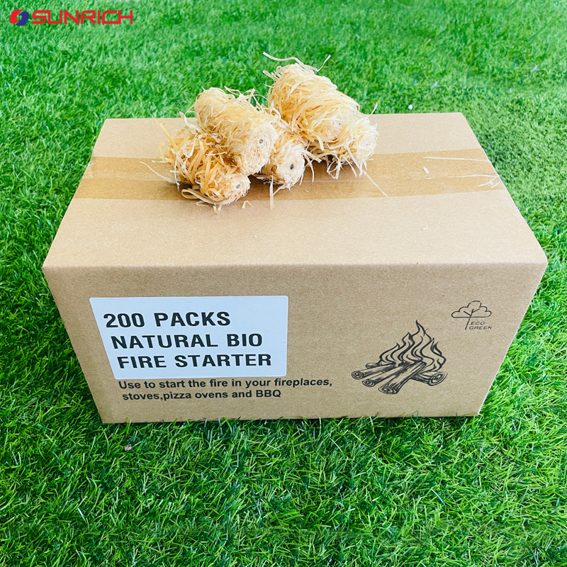 200 pcs per box Organic 100% All Natural Easy Burn Wool Wood Firelighter  Fireplace Fire Starter