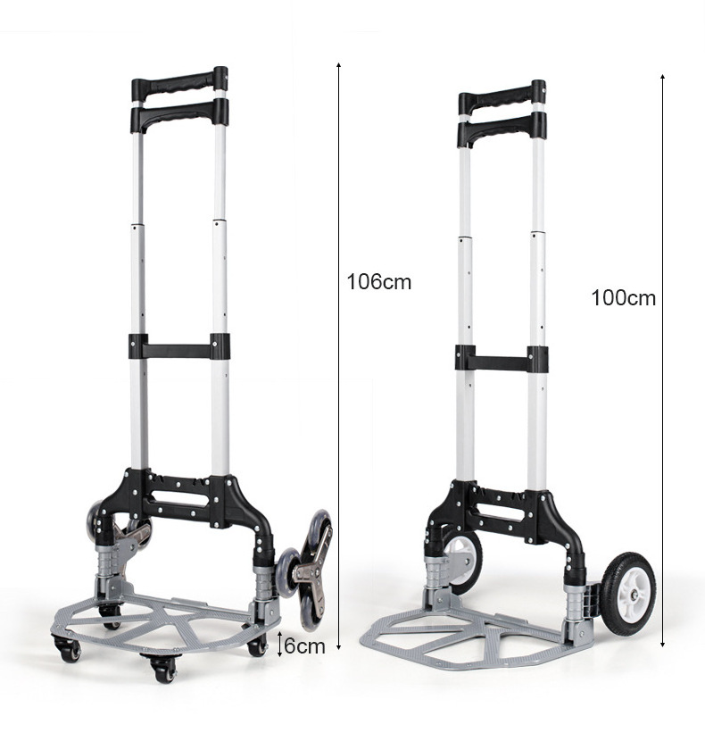 80 kg Capacity Aluminum Six Wheel Hand Cart For Climbing Stairs Foldable Hand Trolley