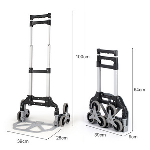 80 kg Capacity Aluminum Six Wheel Hand Cart For Climbing Stairs Foldable Hand Trolley