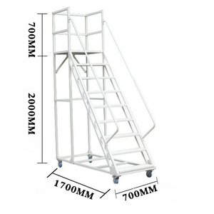 Platform rolling pick up Step Ladder Warehouse Climbing 4 Wheeled Movable Large Steel Platform Portable Step Ladder