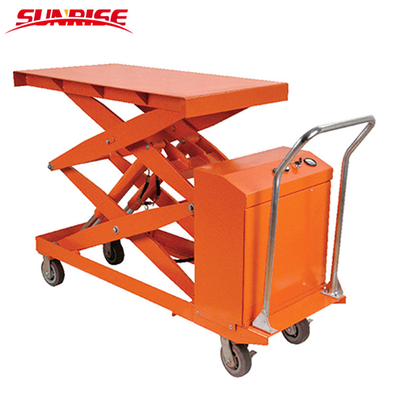 350kgs Manual double scissor Lift Table truck with wheel CE