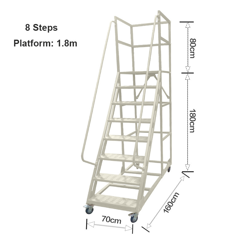 Industrial Ladder Movable Platform Ladder Warehouse Steel 12 Steps Folding Ladders Steel Q195 10 Unit 2-12 Steps 300kg(max)