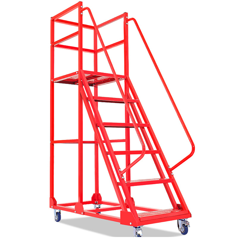 Lightweight Portable Mobile Stepladder Metal Steel Safety 1.5M 6 Steps Ladder for Warehouse