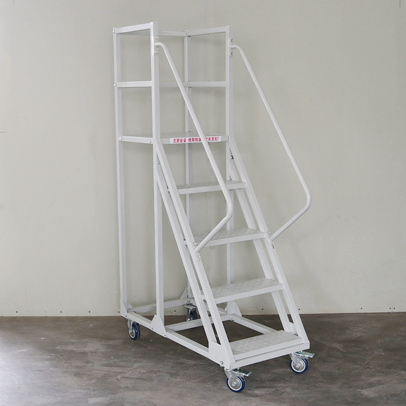 Platform rolling pick up Step Ladder Warehouse Climbing 4 Wheeled Movable Large Steel Platform Portable Step Ladder