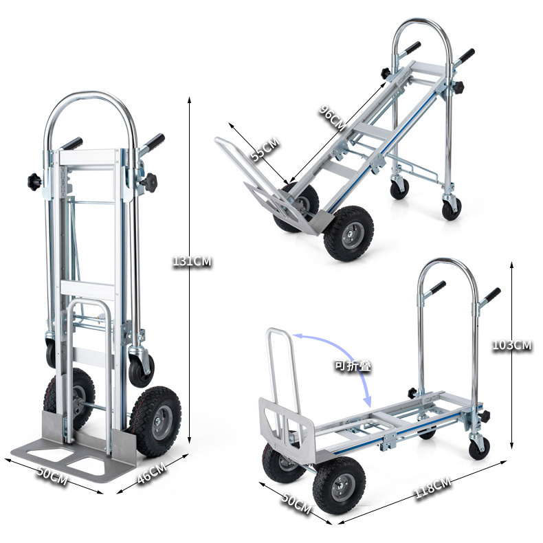 GZT200A Multipurpose Hand Cart Four Wheels 200kg Aluminum Foldable Hand Trolley