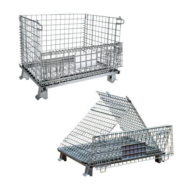 Best Selling Stackable Collapsible Wire Mesh Storage Container High Quality Iron Wire Cage With Casters