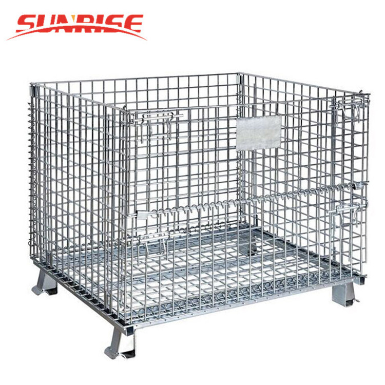 Customized Size Heavy Duty Warehouse Storage Stackable Folding Mesh Wire Container