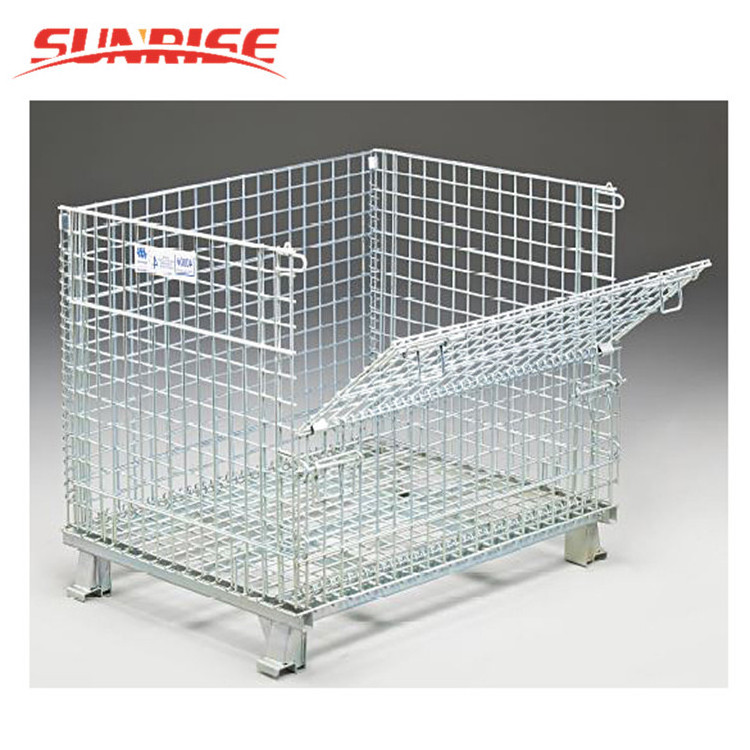 Customized Size Heavy Duty Warehouse Storage Stackable Folding Mesh Wire Container