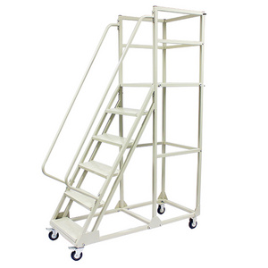 Widely Use Safety Handrails 300kg Mobile Multifunction 6 Step Ladder Folding Ladders Industrial Ladders Steel Q195 10 Unit Nylon