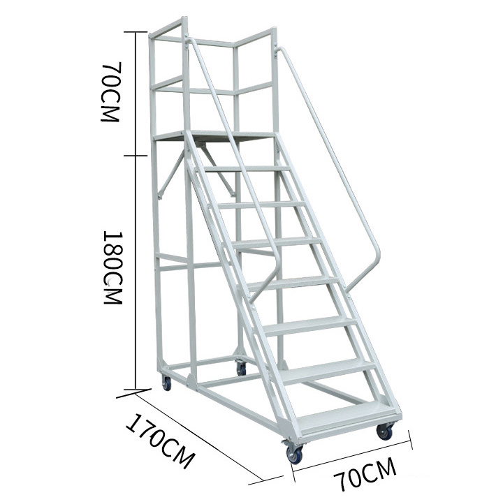 Platform rolling pick up Step Ladder Warehouse Climbing 4 Wheeled Movable Large Steel Platform Portable Step Ladder