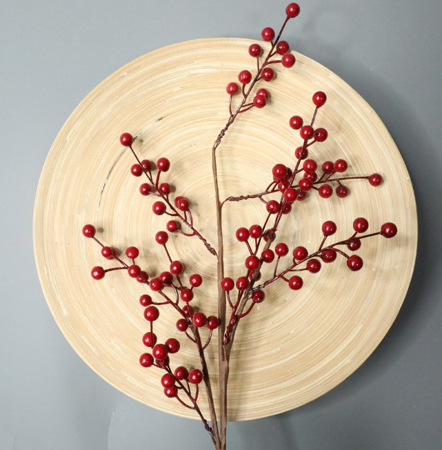 Artificial Red Berries 9 branches Simulation Berries Pine Branch Holly Berry Stems for Holiday Home Christmas Decor