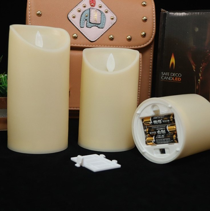 plastic Flickering Moving Flame electric candles Pillar flameless LED candle lights with smooth surface battery operated