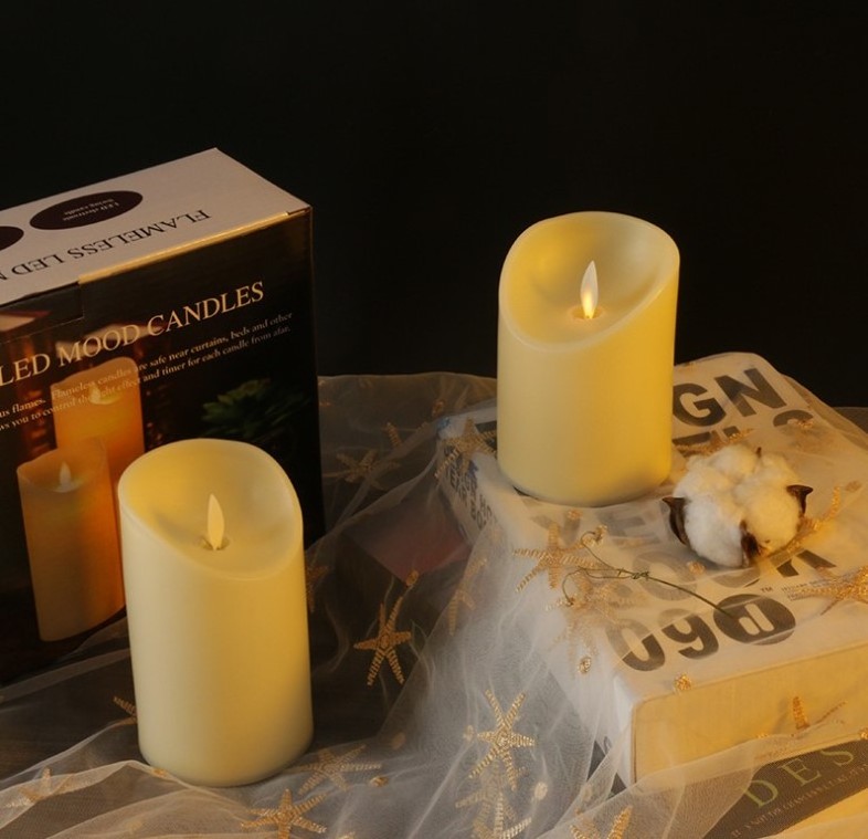 plastic Flickering Moving Flame electric candles Pillar flameless LED candle lights with smooth surface battery operated