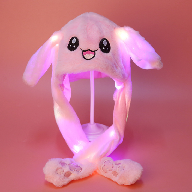 LED Glowing Plush Moving Rabbit Hat Funny Glowing and Ear Moving Bunny Hat Cap