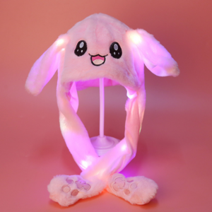 LED Glowing Plush Moving Rabbit Hat Funny Glowing and Ear Moving Bunny Hat Cap