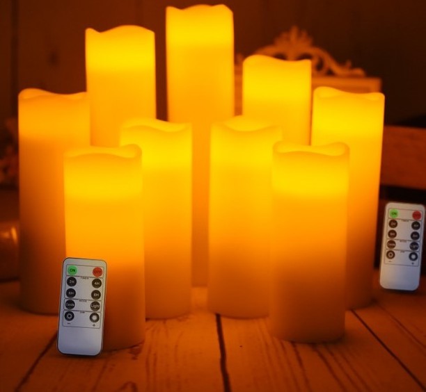 Flameless Candles Led Candles Pack of 9 Ivory Real Wax Pillar candles Battery operated with Remote