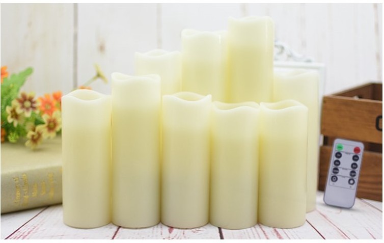 Flameless Candles Led Candles Pack of 9 Ivory Real Wax Pillar candles Battery operated with Remote