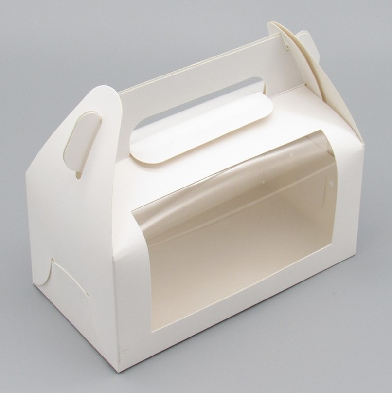 white Paper Bakery Boxes Cupcake Containers Gable Gift Candy Cookie pastry Dessert Treat Boxes with Handle and display window