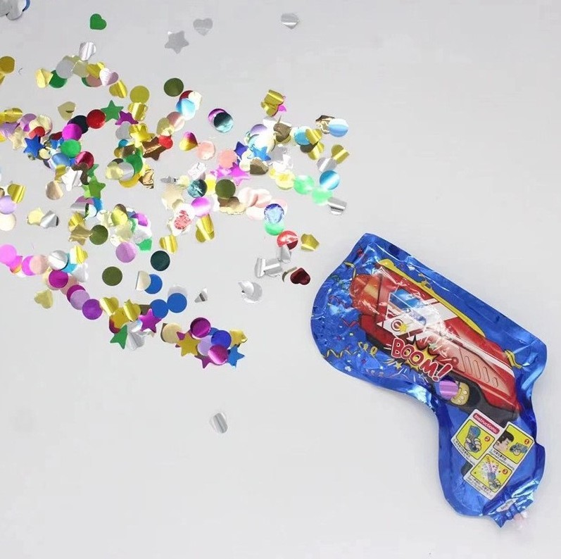 Handheld Party Poppers gun Confetti cannon Inflatable toy Fireworks Gun kids confetti shooter foil balloon gun fun for party