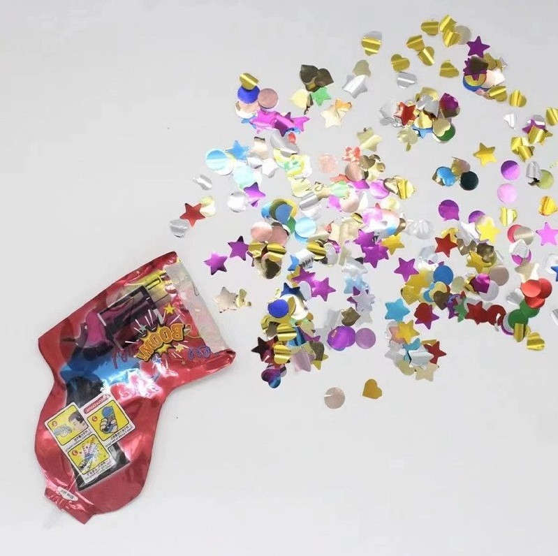 Handheld Party Poppers gun Confetti cannon Inflatable toy Fireworks Gun kids confetti shooter foil balloon gun fun for party