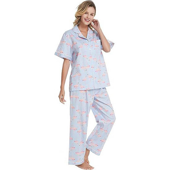 Custom Luxury Organic Cotton Winter Long Pyjamas Set For Women's Sleepwear Pajamas Women