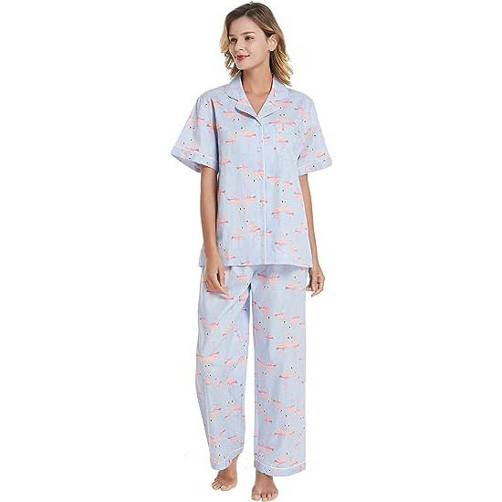 Custom Luxury Organic Cotton Winter Long Pyjamas Set For Women's Sleepwear Pajamas Women