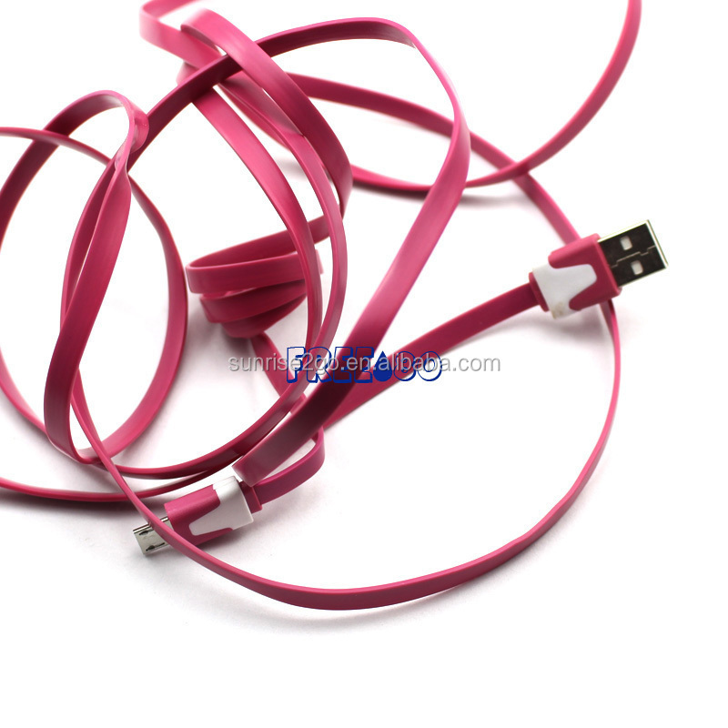 2017 11 Colors 1m/ 3ft Noodle Data Sync Flat Micro USB Charging Cable for iphone