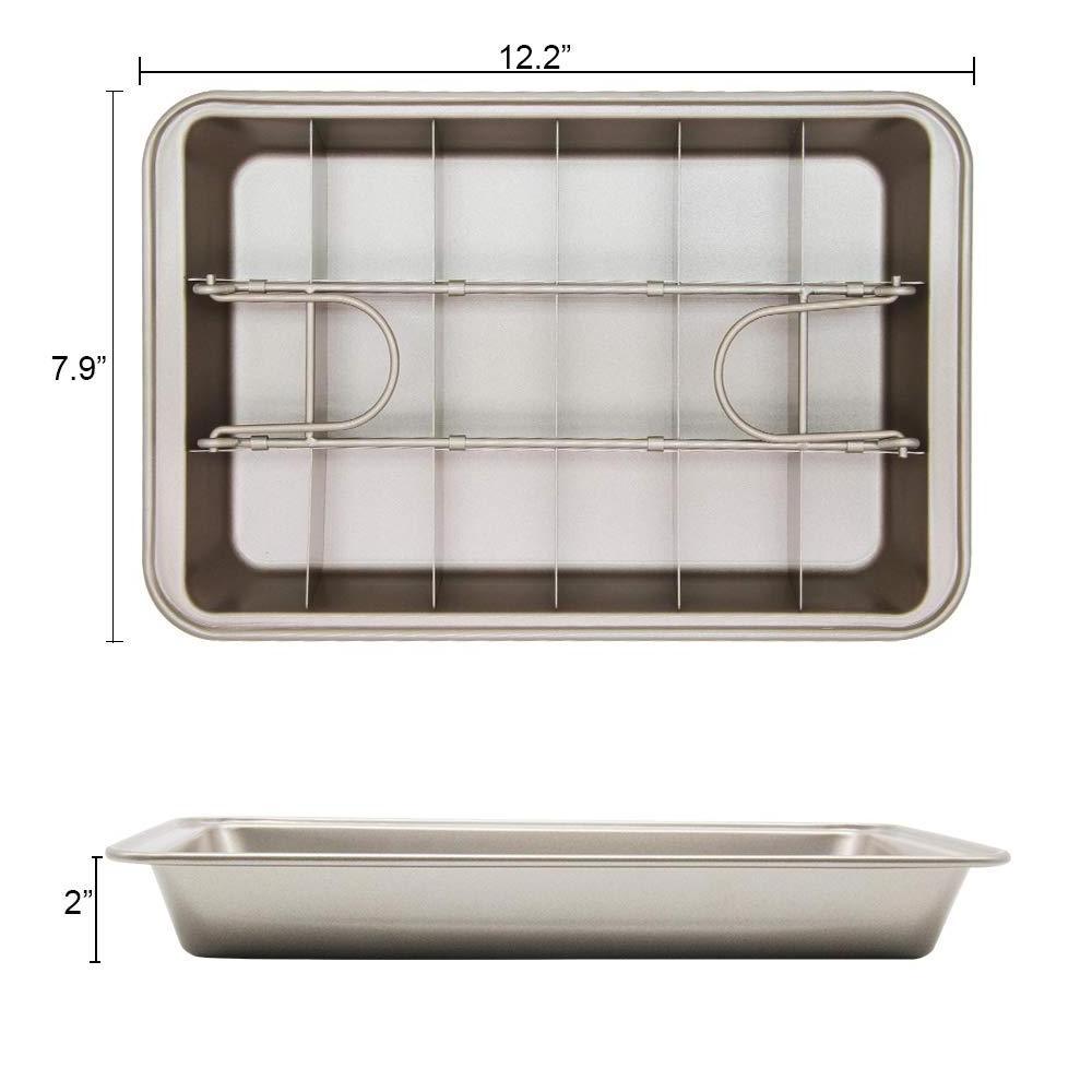 18 Pre-slice Brownie Baking Pan Tray with Dividers Non-Stick Square Cake Mould with Removable Cutter