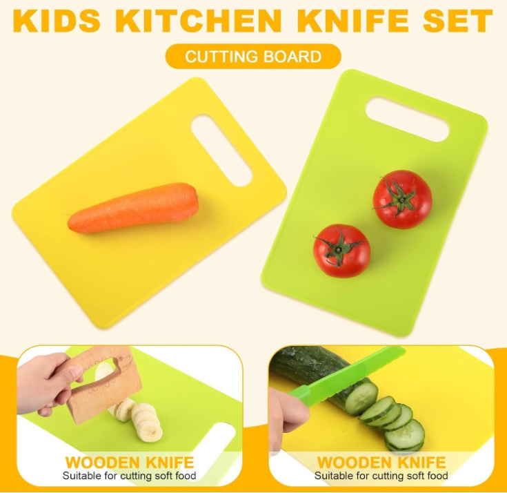 10Pcs Safety Cooking Fruit Vegetable Cutter Toddler Kitchen Knife Cutting For Kids Preschool Class Home Cooking Ability Training