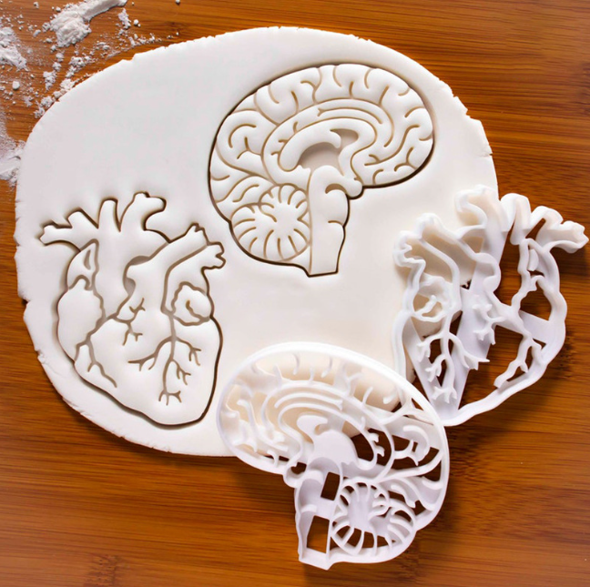 3D Brain Heart Shape Plastic Cookie Cutter DIY Biscuit Press Mould For Kids Fondant Decoration Kitchen Baking Tools