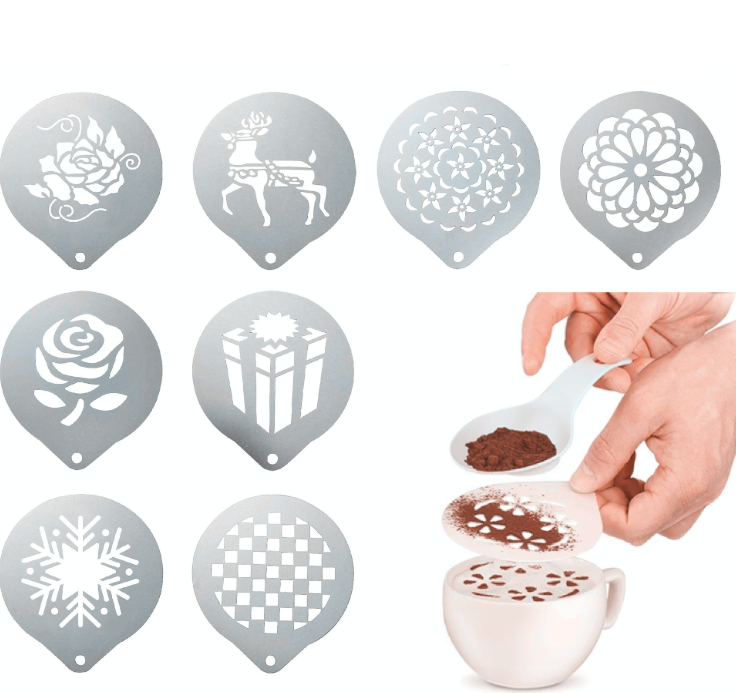 304 Stainless Steel Latte Coffee Stencil For Cupcake Cake Mousse