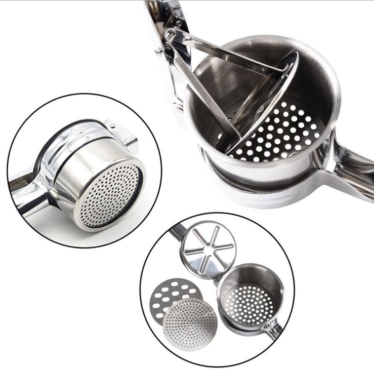 Potato Ricer With 3 Interchangeable Discs Stainless Steel Pressed Vegetable Smashers Kitchen Gadget