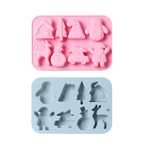 Penguin Elk Car Santa Claus Holiday Theme Silicone Chocolate Molds Baking Mould