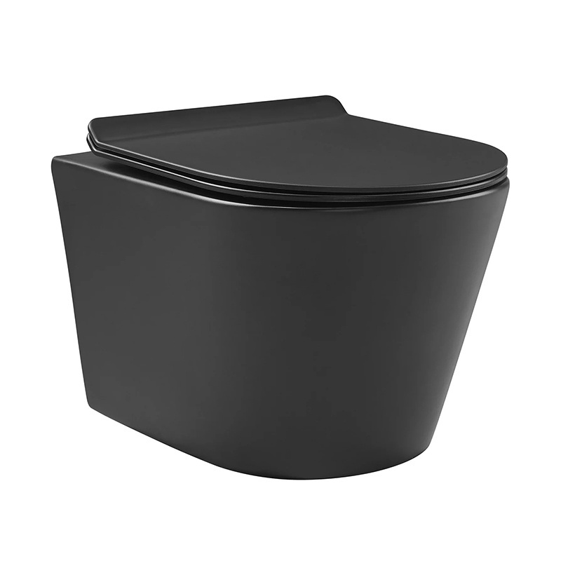 Cheap bathroom ceramic modern mounted colored bowl wc set commode luxury one piece hang matte black color wall hung toilet