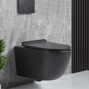 Cheap bathroom ceramic modern mounted colored bowl wc set commode luxury one piece hang matte black color wall hung toilet