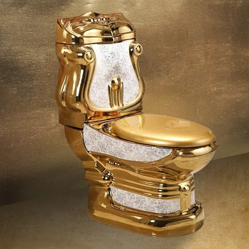 Modernmeuble salle de bain wc set bathroom two pieces sanitary ware gold color toilet washdown siphonic dual gold toilet seat