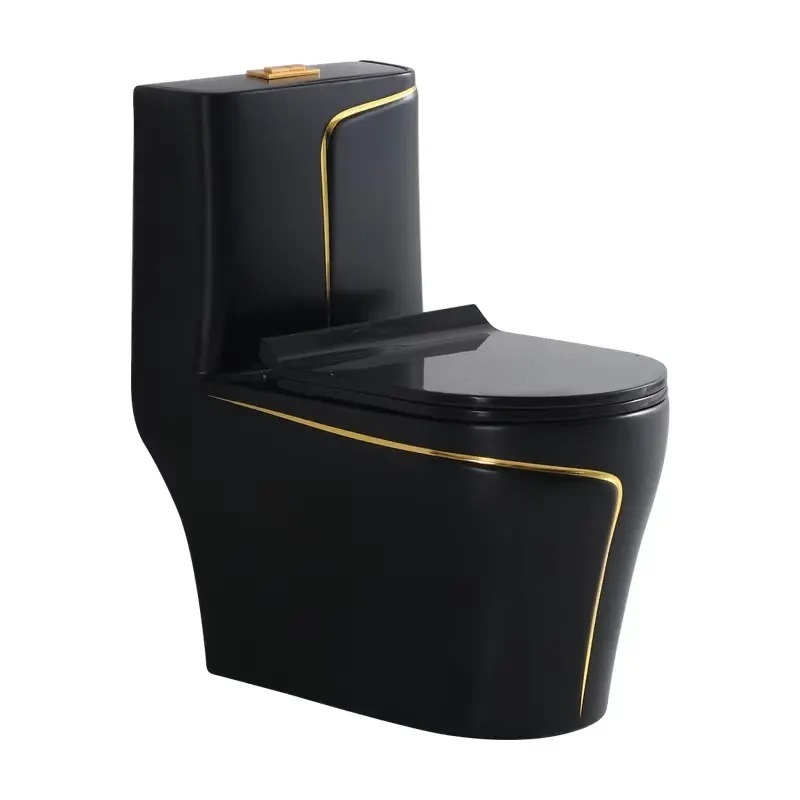 Tualet lavatory one piece bathroom western luxury s trap flushing matte grey gold black color bowl ceramic wc toilet bowl